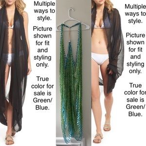Subtle Luxury Maxi Vest O/S Sheer Green Leopard Blue Stripes